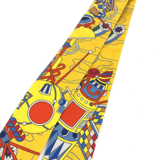 HERMES scarf silk yellow Twilly Twilly