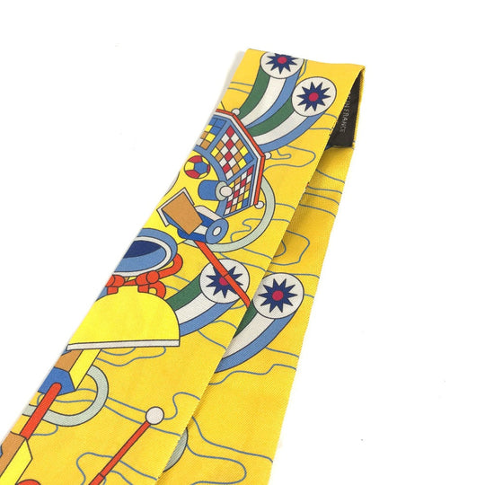HERMES scarf silk yellow Twilly Twilly