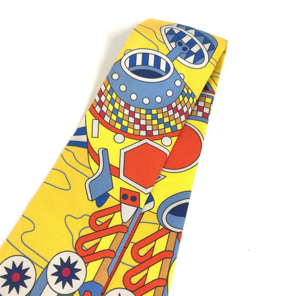 HERMES scarf silk yellow Twilly Twilly