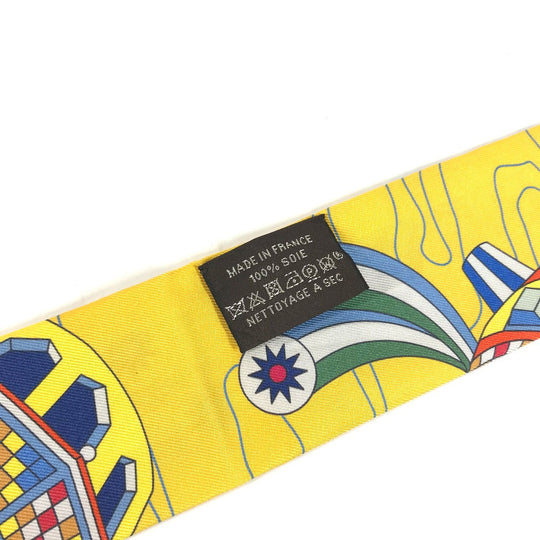HERMES scarf silk yellow Twilly Twilly