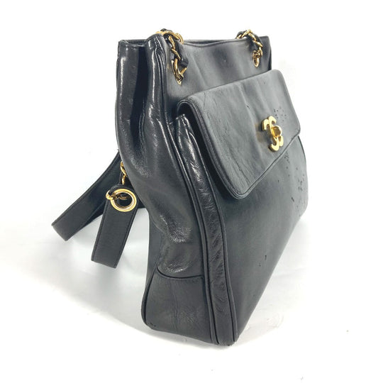 CHANEL Shoulder Bag lambskin black vintage CC COCO Mark Women Used Authentic