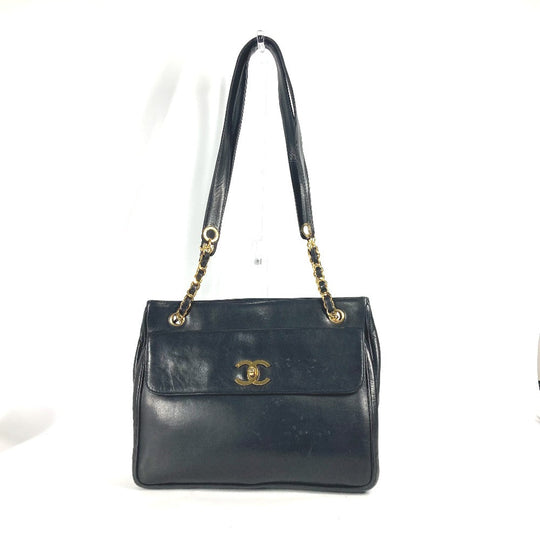 CHANEL Shoulder Bag lambskin black vintage CC COCO Mark Women Used Authentic