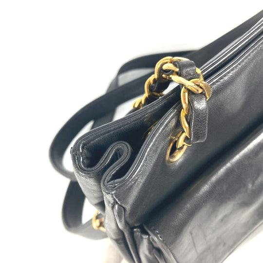 CHANEL Shoulder Bag lambskin black vintage CC COCO Mark Women Used Authentic