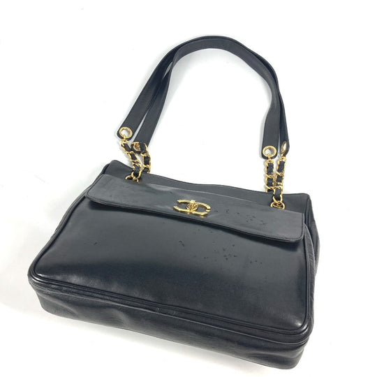 CHANEL Shoulder Bag lambskin black vintage CC COCO Mark Women Used Authentic