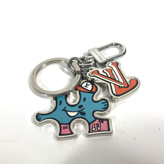 LOUIS VUITTON key ring MP3453 metal Silver Portocle LV Puzzle mens Used Authentic