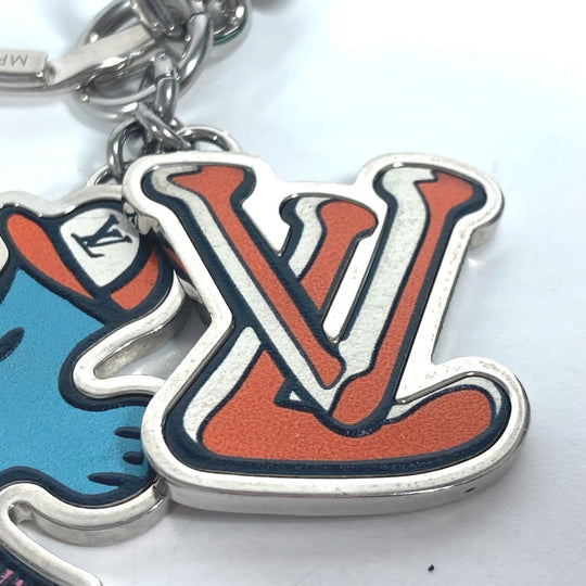 LOUIS VUITTON key ring MP3453 metal Silver Portocle LV Puzzle mens Used Authentic