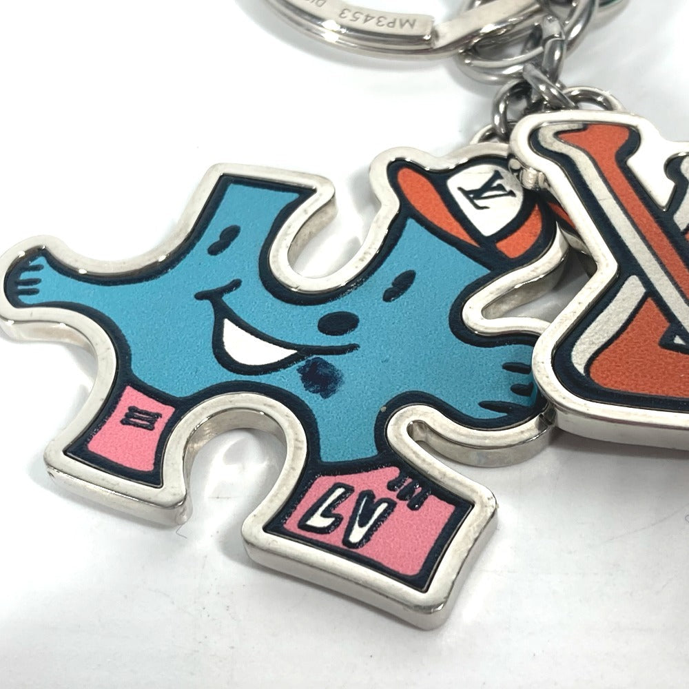LOUIS VUITTON key ring MP3453 metal Silver Portocle LV Puzzle mens Used Authentic
