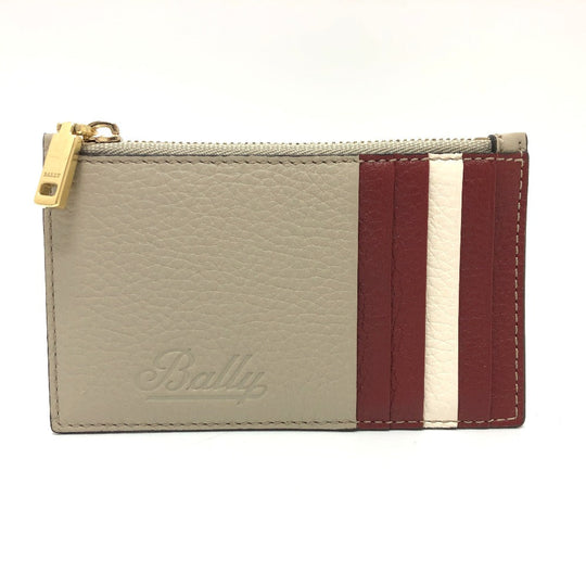 BALLY Coin case TANDY.TSP leather beige logo bicolor fragment case mens Used Authentic