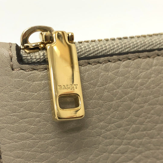 BALLY Coin case TANDY.TSP leather beige logo bicolor fragment case mens Used Authentic