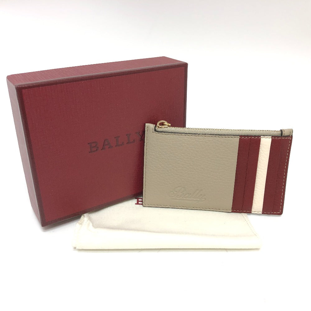 BALLY Coin case TANDY.TSP leather beige logo bicolor fragment case mens Used Authentic