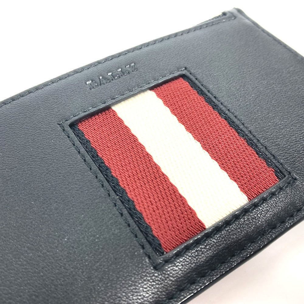 BALLY Coin case BABE.HP leather black Card Case logo fragment case mens Used Authentic