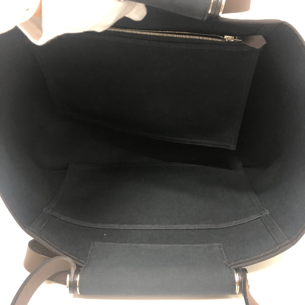HERMES Tote Bag Leather / canvas black Kavac Elan PM Women Used Authentic