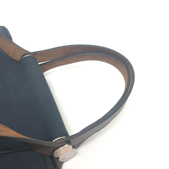 HERMES Tote Bag Leather / canvas black Kavac Elan PM Women Used Authentic
