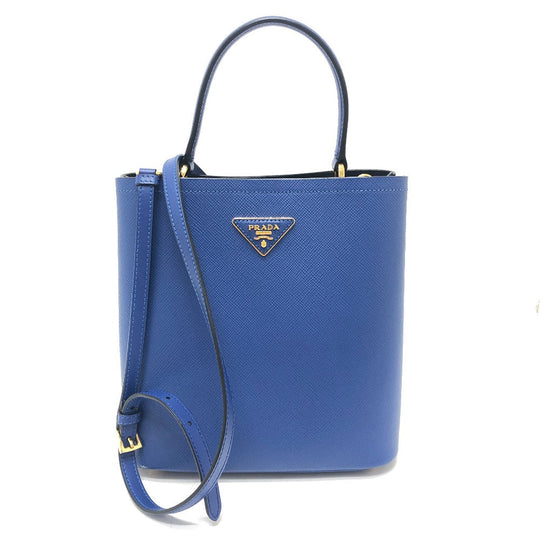 PRADA Tote Bag 1BA212 saffiano leather blue Panniers Women Used Authentic