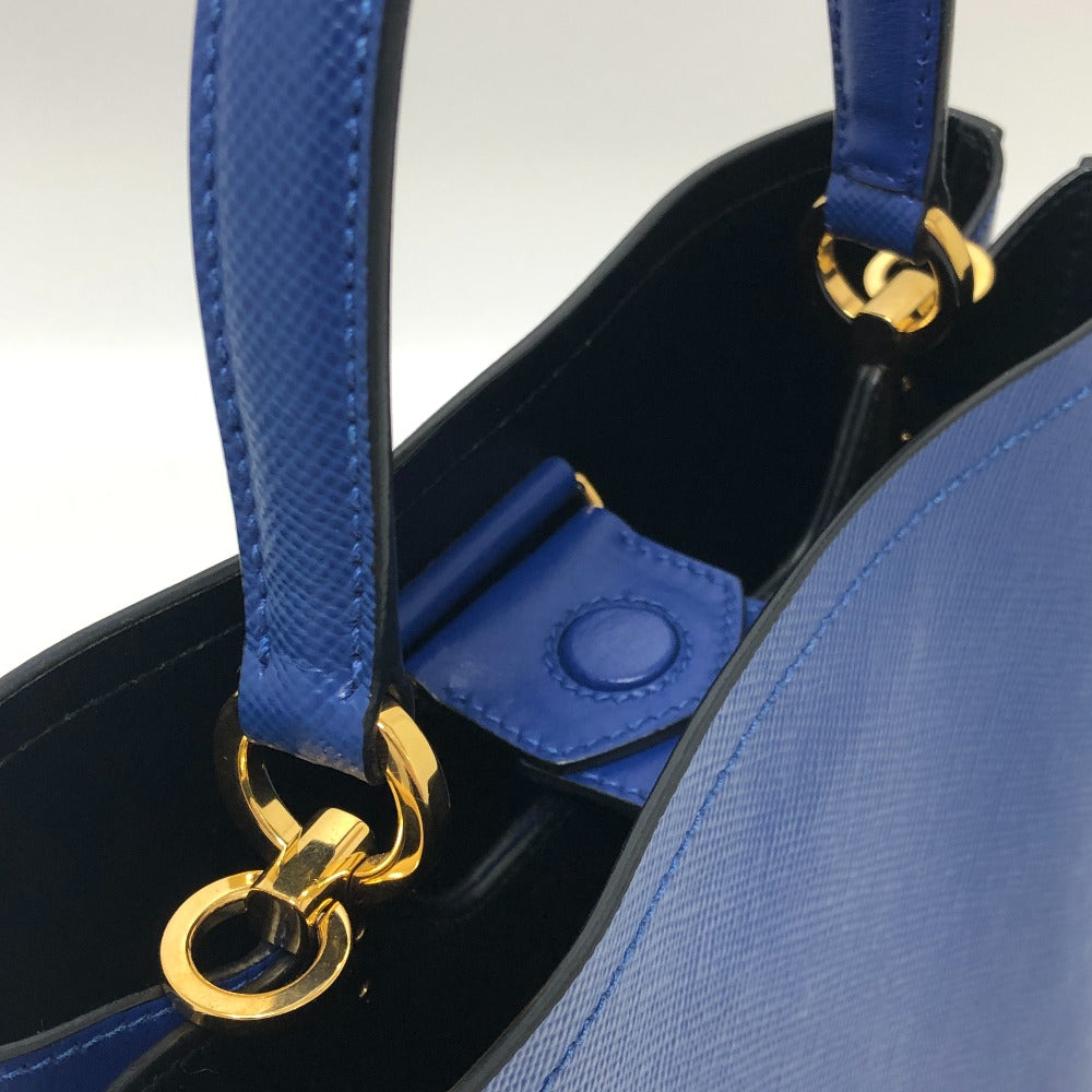 PRADA Tote Bag 1BA212 saffiano leather blue Panniers Women Used Authentic