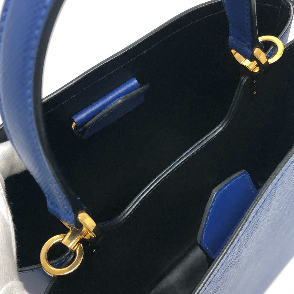 PRADA Tote Bag 1BA212 saffiano leather blue Panniers Women Used Authentic
