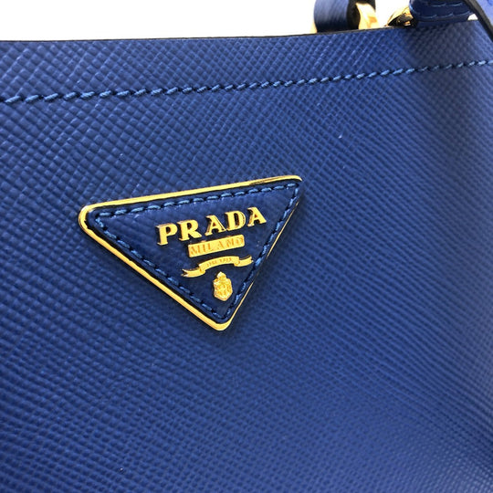 PRADA Tote Bag 1BA212 saffiano leather blue Panniers Women Used Authentic