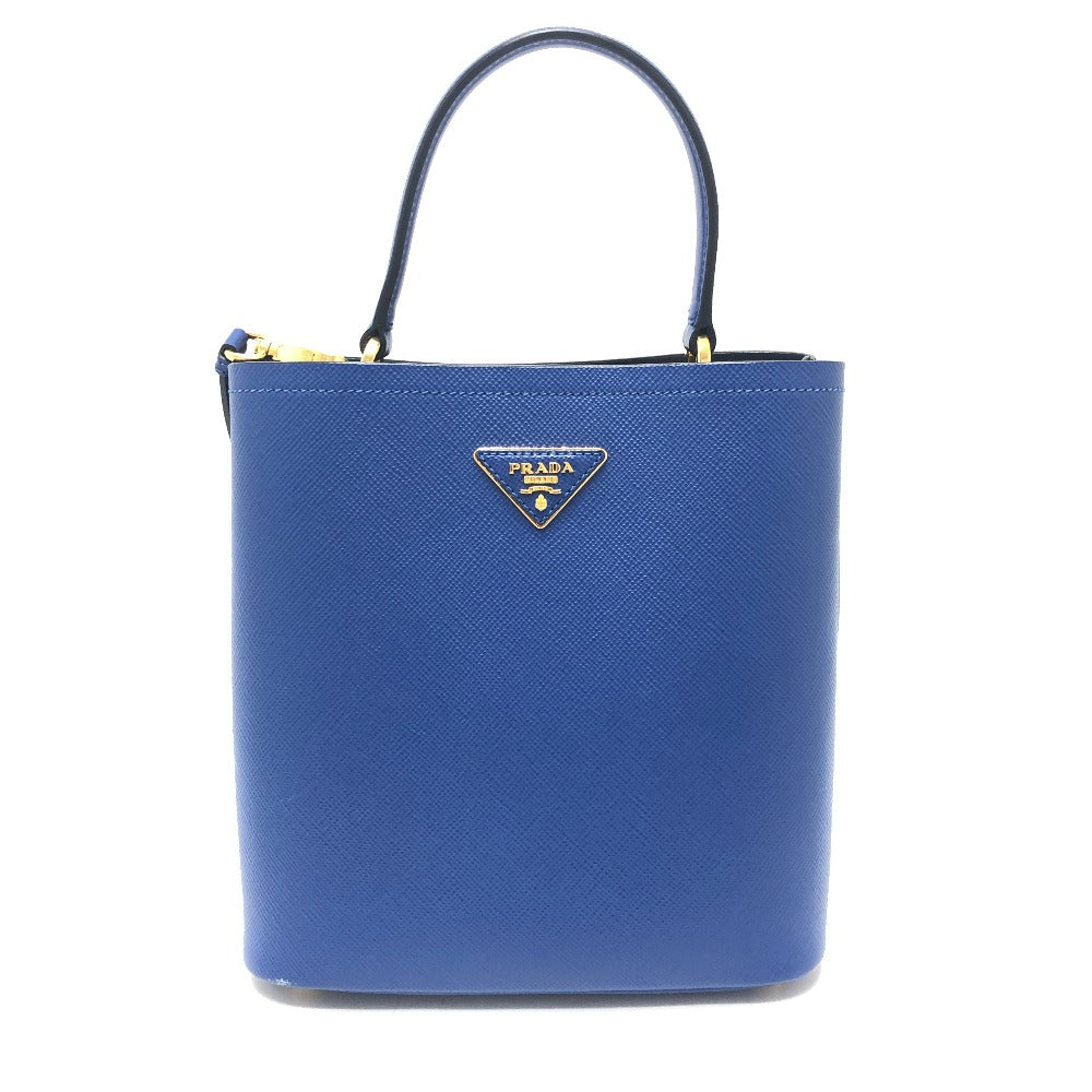 PRADA Tote Bag 1BA212 saffiano leather blue Panniers Women Used Authentic