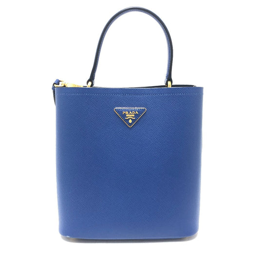PRADA Tote Bag 1BA212 saffiano leather blue Panniers Women Used Authentic