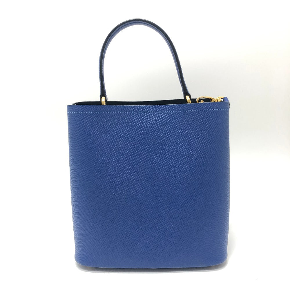PRADA Tote Bag 1BA212 saffiano leather blue Panniers Women Used Authentic