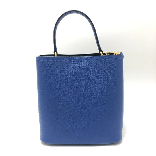 PRADA Tote Bag 1BA212 saffiano leather blue Panniers Women Used Authentic