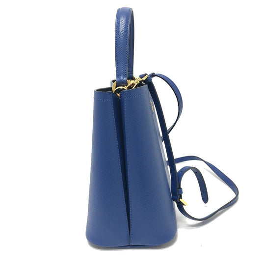 PRADA Tote Bag 1BA212 saffiano leather blue Panniers Women Used Authentic
