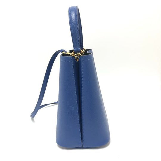 PRADA Tote Bag 1BA212 saffiano leather blue Panniers Women Used Authentic