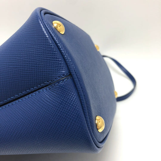 PRADA Tote Bag 1BA212 saffiano leather blue Panniers Women Used Authentic
