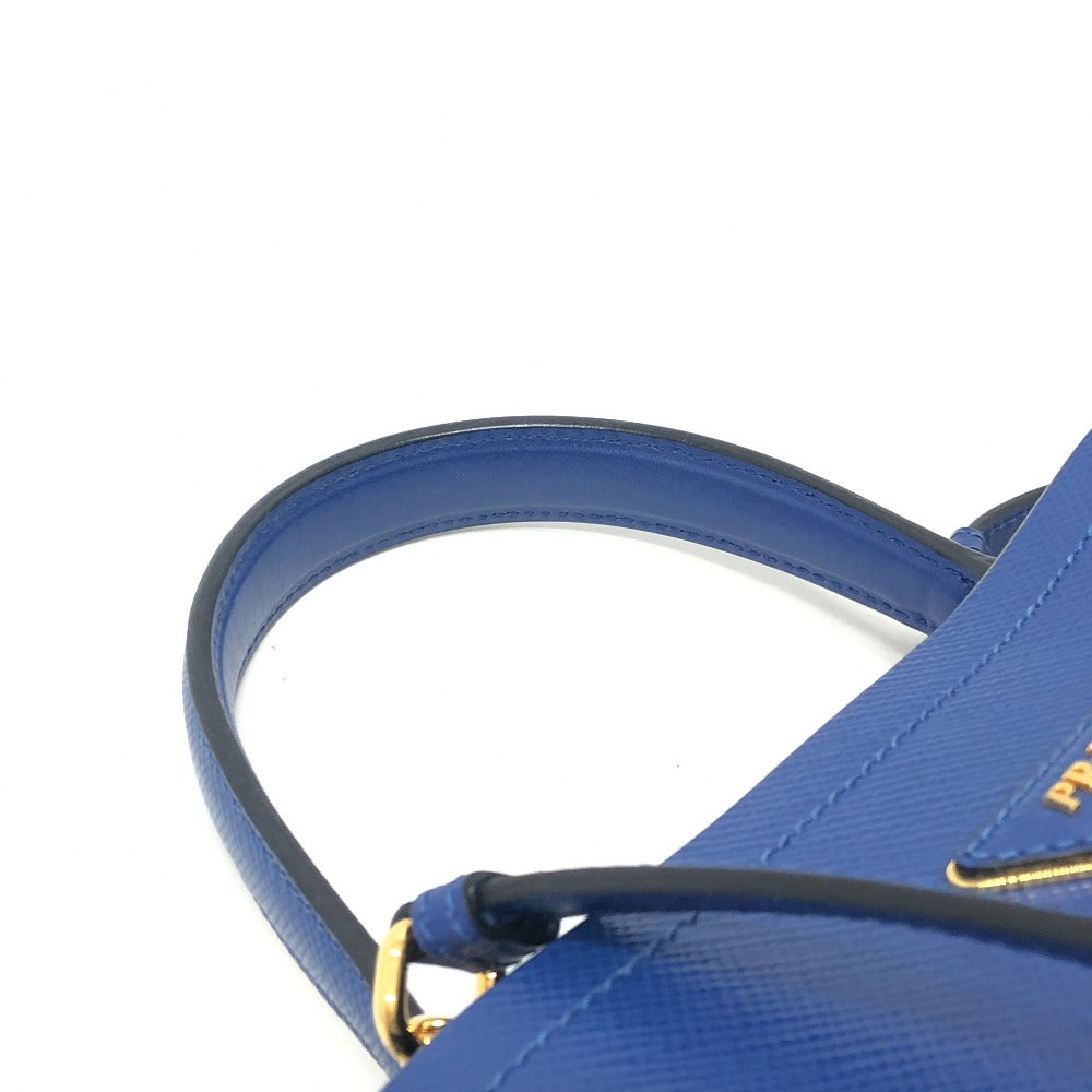 PRADA Tote Bag 1BA212 saffiano leather blue Panniers Women Used Authentic