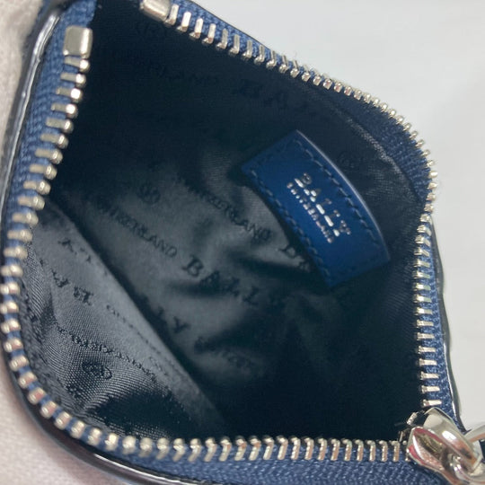 BALLY Coin case BABE.MM leather blue Card Case logo fragment case mens Used Authentic