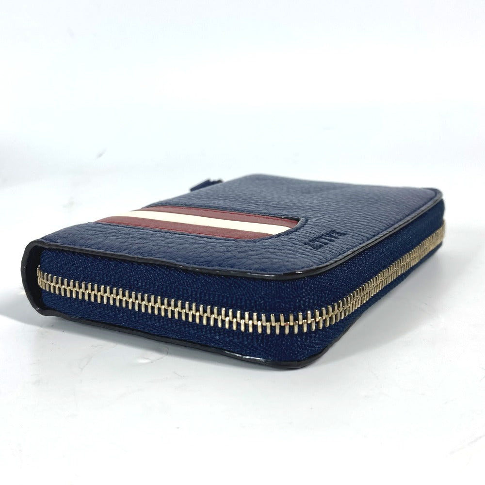 BALLY Coin case MORRIN leather blue logo Wallet Coin Pocket mens Used Authentic