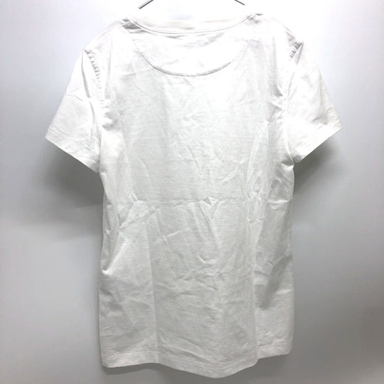 HERMES Short sleeve T-shirt cotton white Embroidered Mosaic H Logo Pocket Women 34 Used Authentic