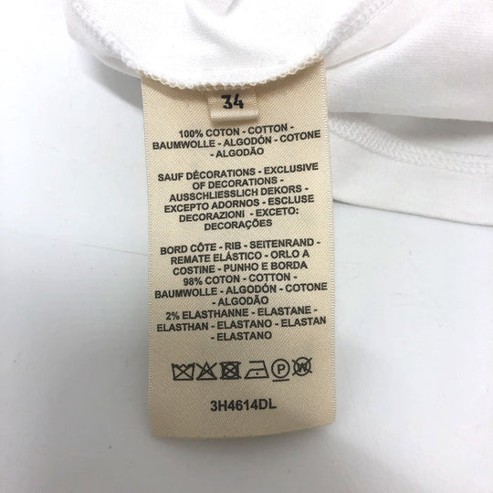 HERMES Short sleeve T-shirt cotton white Embroidered Mosaic H Logo Pocket Women 34 Used Authentic