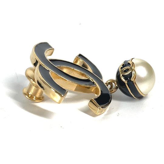 CHANEL Brooch metal gold B24S CC COCO Mark Fake Pearl Women Used Authentic