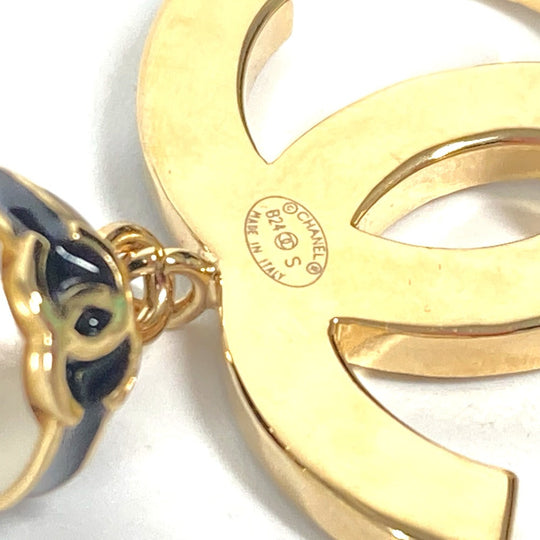 CHANEL Brooch metal gold B24S CC COCO Mark Fake Pearl Women Used Authentic