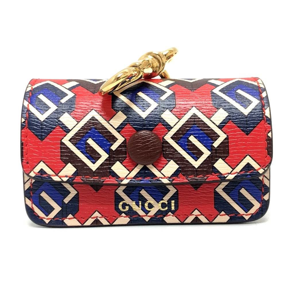 GUCCI key ring 692957 leather Red Pets GG Etiquette Bag Holder unisex(Unisex) Used Authentic