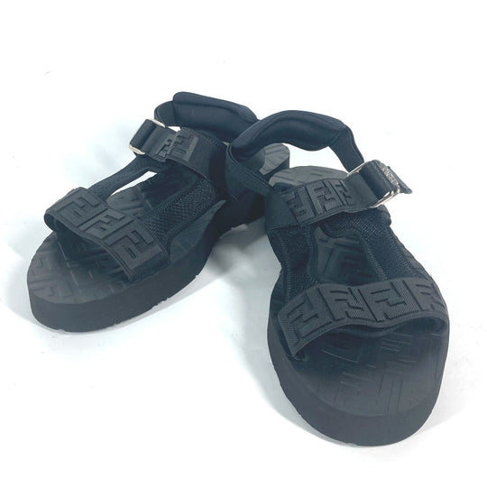 FENDI Sandals 7X1377 rubber black belt strap Zucca mens 10 Used Authentic