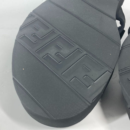 FENDI Sandals 7X1377 rubber black belt strap Zucca mens 10 Used Authentic