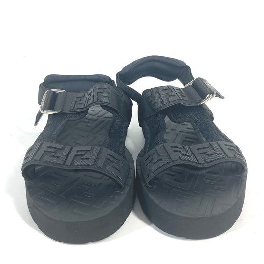 FENDI Sandals 7X1377 rubber black belt strap Zucca mens 10 Used Authentic
