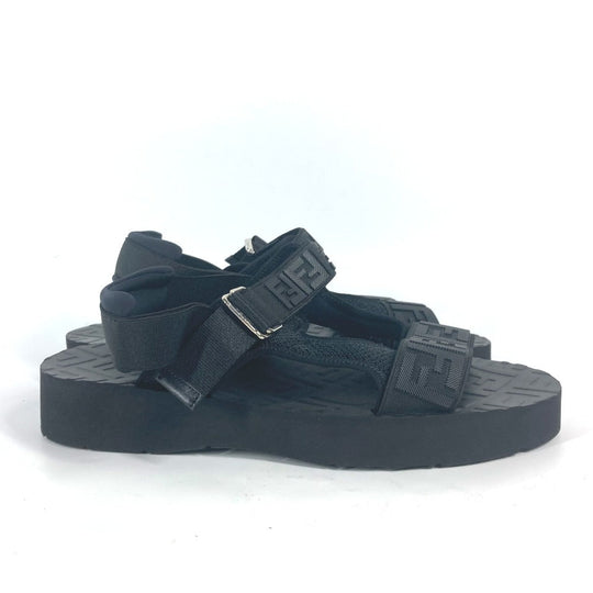 FENDI Sandals 7X1377 rubber black belt strap Zucca mens 10 Used Authentic
