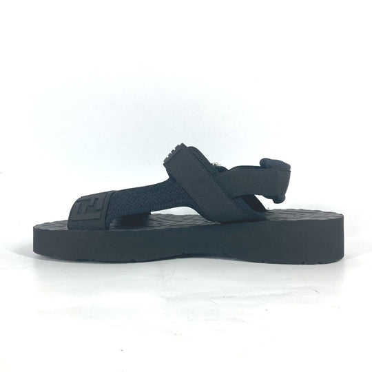 FENDI Sandals 7X1377 rubber black belt strap Zucca mens 10 Used Authentic