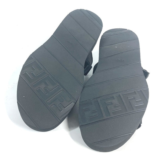FENDI Sandals 7X1377 rubber black belt strap Zucca mens 10 Used Authentic