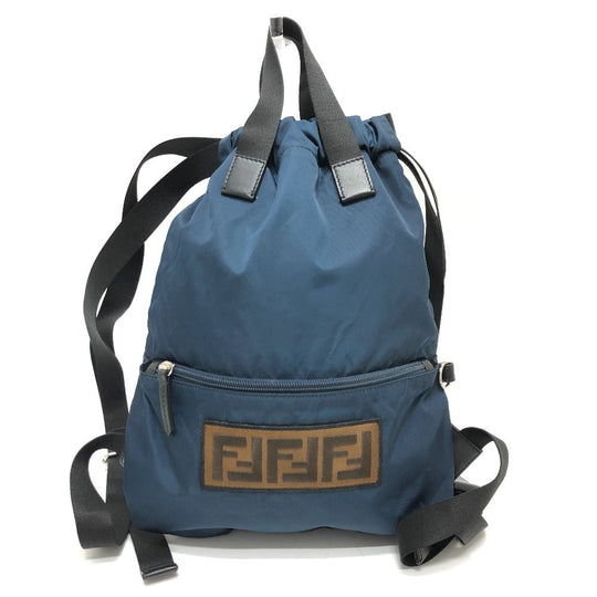 FENDI Backpack 8BZ045 Nylon Navy Zucca logo unisex(Unisex) Used Authentic