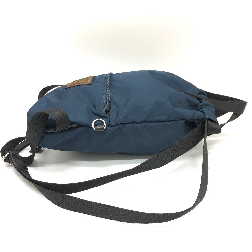FENDI Backpack 8BZ045 Nylon Navy Zucca logo unisex(Unisex) Used Authentic