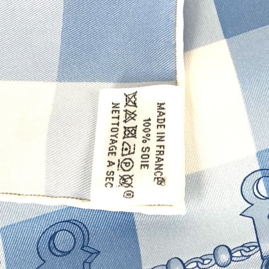 HERMES scarf silk blue Mors et Gourmettes Bits and Chains Carre90 Women Used Authentic