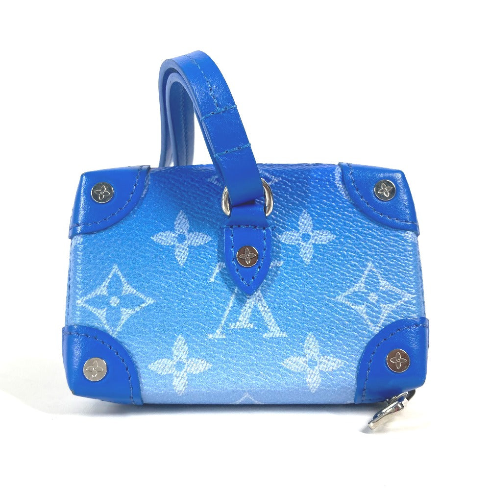 LOUIS VUITTON Coin case M45440 leather blue Monogram Clouds Soft Trunk Necklace Wallet mens Used Authentic