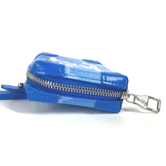 LOUIS VUITTON Coin case M45440 leather blue Monogram Clouds Soft Trunk Necklace Wallet mens Used Authentic