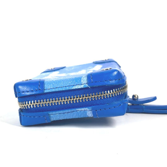 LOUIS VUITTON Coin case M45440 leather blue Monogram Clouds Soft Trunk Necklace Wallet mens Used Authentic