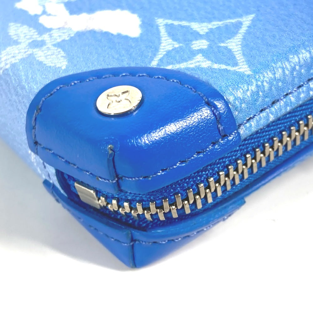 LOUIS VUITTON Coin case M45440 leather blue Monogram Clouds Soft Trunk Necklace Wallet mens Used Authentic