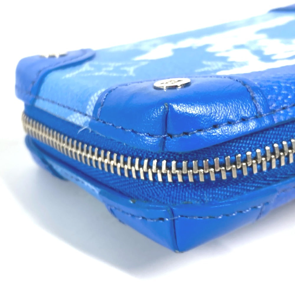 LOUIS VUITTON Coin case M45440 leather blue Monogram Clouds Soft Trunk Necklace Wallet mens Used Authentic